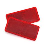 MFC PRO 2Pcs Plastic Rectangular Stick-on Reflector Sticker (Red, 94 * 44mm)