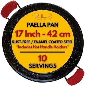 Paelluxe Paella Pan – Enamelled, No-Rust Steel Skillet for Propane & Gas Burners – Easy-to-Clean Pan for Indoor & Outdoor Cooking – Cacerola Paellera Sarten – 17 Inch, for 10 Servings