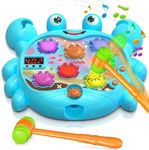 HopeRock Toddler Toys for 2-4 Year Old Boy, 2 Year Old Boy Birthday Gift with 2 Hammers, Toddler Game Learning Toy, Crab Toys with Music Spray and Light-up, Birthday Gift for Toddler Game Boy Toys