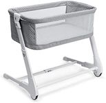 COSTWAY Bedside Crib, Baby Sleeper Bassinet with Mattress, Breathable Mesh & Wheels, 8 Height Adjustable Sleeping Cot for 0-6 Months, 15kg (Grey)