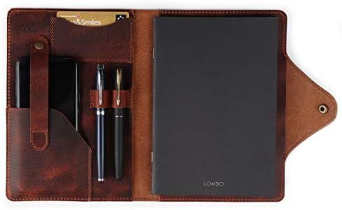 Londo Genuine Leather Portfolio with Notepad and Snap Closure (Large, Brown)