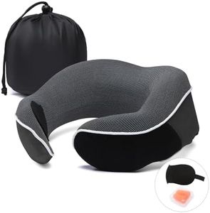 Amitofo Travel Pillow, Premium Memory Foam Neck Pillow, Pillows for Sleeping, Car and Airplane Travel Essentials, Travel Kit with 3D Contoured Eye Masks, Earplugs and Luxury Mesh Bag (3. Dark Grey)