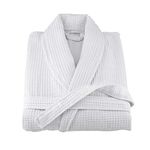 A&T White 100% Cotton Waffle Bathrobe Unisex size Large light weight for all season