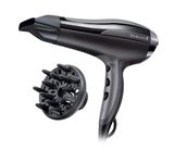 Remington Ion Hair Dryer Pro-Air Turbo D5220, 2400 Watts, Ceramic Tourmaline Ring, Styling Nozzle, Diffuser, Black