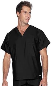 Landau Women's Essentials Unisex Relaxed Fit 1-Pocket V-Neck Scrub Top 7502, Black, Medium