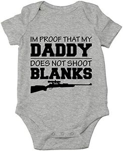 CBTwear I'm Proof That My Daddy Does Not Shot Blanks - Hunting Buddy - Cute Infant One-Piece Baby Bodysuit (Newborn, Heather Grey)