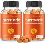 (2 Pack) Turmeric Gummies with Black Pepper and Ginger for Adults & Kids | 95% Curcuminoids Turmeric Supplements for Joint Health, Antioxidant & Immune Support | 120 Tumeric Gummies | Vegan & Non-GMO