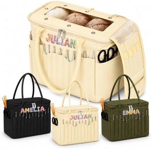 DYOART Personalized Monogram Crochet Knitting Bag, Canvas Yarn Storage Bag