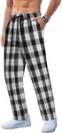 COOFANDY Mens Casual Home Pants Flannel Plaid Trousers Drawstring Cotton Lounge Pants Christmas Pajamas Bottoms