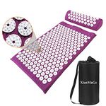 XiaoMaGe Acupressure Mat and Pillow Set with Bag - Large Size 28.7 X 16.5 inch Acupuncture Mat for Neck & Back Pain, Muscle Relaxation Stress Relief, Sciatica Pain Relief Pillow (Purple)