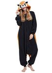 ULEEMARK Women's Adult Pajamas Unisex Animal Onesies Novelty Pyjamas Nightwear Halloween Homewear OnePiece Cosplay Costume Loungewear, Raccoon XL