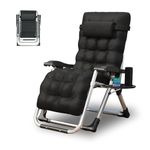 TRIOBLADE Outdoor Reclining Zero Gravity Chair with Cup Holder & Cushion, Adjustable Sun Loungers Folding Recliner Garden Chairs for Patio Garden Beach Support 200kg (Black)