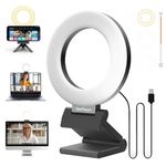 AorPixun Small Ring Light for Desk Video Conference Lighting 4'' Clip on Ring Light for Streaming Webcam Lighting Zoom Lighting Remote Working Video Call 3 Light Modes & 10 Brightness Levels