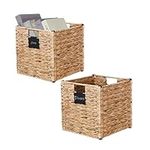 DECOMOMO Wicker Baskets Storage Organization | Cube Storage for Shelves Storage Basket for Toys, Books Cloth Nursery Decorative Wicker Basket with Handles (Set of 2)