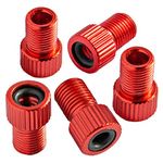 Bike Bits Presta Valve Adapter - Convert Presta to Schrader - French/UK to US - Inflate Tire Using Standard Pump or Air Compressor (5 Pack) (Red)