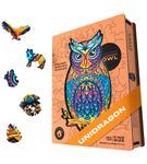 UNIDRAGON Original Wooden Jigsaw Puzzles - Charming Owl, 366 pcs, King Size 9.9" х17.1, Beautiful Gift Package, Unique Shape Best Gift for Adults and Kids