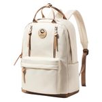 HYC00 School Backpack Women,College Rucksack Lightweight School Bag for Teen Girls High School Backpack Unisex Casual Daypack Women Laptop Backpack Waterproof for School Boys Bookbag,Beige With Brown