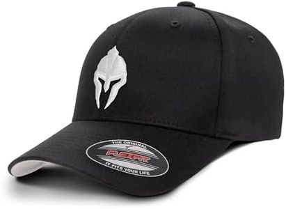 Dion Wear Men's Baseball Cap Spartan Warrior, Mid Profile, Black Hat with White, Large/X-Large
