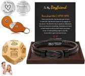 Boyfriend Valentines Day Gifts, Gifts for Boyfriend Valentines Gift Basket Food Dice Pocket Hug Pocket Leather Bracelets for Boyfriend Anniversary Christmas Jewelry