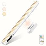 bravzurg Motion Sensor LED Strip Light Bar, Battery Operated Wall Lights, 4000mAh Rechargeable Lamp, Magnetic Dimmable Remote Control, Under Cabinet Kitchen Light for Mirror Bathroom Bedroom – White