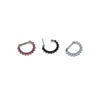 Set of 3 Septum Clickers Cz Jeweled Nose Ring Septum Ring 14 Gauge 5/16" By BodyJewelryOnline