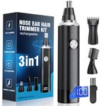 Rechargeable Nose Hair Trimmer for Men and Women, 3-in-1 Professional Painless Eyebrow and Facial Hair Trimmer, IPX7 Waterproof Nose Trimmer Men with Dual Edge Blades,Eyebrow Trimmer