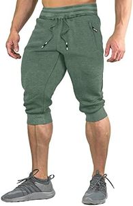 FASKUNOIE Shorts for Mens Cotton Rock Brand Music Below Knee Hammer Pants Light Green