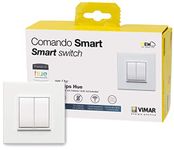 VIMAR 0K03906.03 Eikon Evo Friends of Hue Smart Switch Kit, Wireless Light Switch without Battery, Dimmer Switch Kit contains Double Cover Plate, Mounting Frame, Switch And 2 Buttons