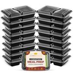 CHEF ROYALE 12sets x 2 Compartments Meal Prep Containers - BPA Free Storage with Airtight Lids - Microwave, and Dishwasher Safe - Stackable Lunch Boxes - Recyclable, Reusable