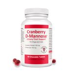 Cranberry D-Mannose Urinary Tract Support - Bladder Health Supplement for Dogs and Cats - 60 Tablets