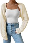 Verdusa Women's Long Sleeve Open Front Knitted Crop Cardigan Sweater Shrug Beige L