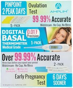 Amplim Ovulation Test Kit + Pregnancy Test Kit + Digital Basal Thermometer, 3-in-1 Fertility Kit for Women, LH Ovulation Predictor Kit & Early Pregnancy Test, Track Ovulation & Get Pregnant Faster