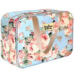 HCFGS Full Size Toiletry Bag Hand-Held Large Cosmetic Bag Travel Makeup Bag Portable Storage Case Waterproof Toiletry Kit Organizer for Women & Girl (Blue Rose)