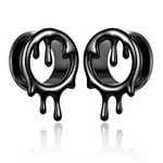 Casvort 2 PCS Hypoallergenic 316 Stainless Steel 0G-1" Unique Water Drops Ear Gauges Halloween Ear Plugs for Stretched Lobe Ear Tunnels Saddle Hangers Body Piercing Jewelry, 00G (10mm), Stainless