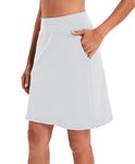 Jhsnjnr Women's Knee Length Skirt Casual Active Athletic Golf Skort Sports Tennis Skirts White