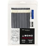 Tombow 51523 MONO Drawing Pencil, Assorted Degrees, Graphite 12-Pack, Black