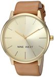 Nine West Women's NW/1996CHCM Gold-Tone and Caramel Colored Strap Watch