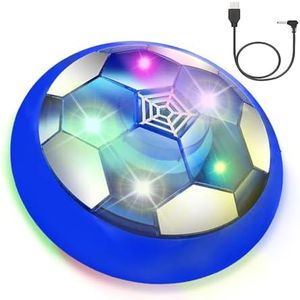VNVDFLM Kids Toys Hover Soccer Ball, Battery Operated Air Floating Soccer Ball with LED Light and Soft Foam Bumper, Indoor Outdoor Hover Ball Game Gifts for Age 3-11 Year Old Boys Girls(blue)