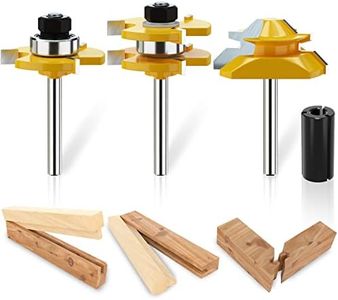 Tongue and Groove Router Bit Tool Set with Adjustable 1/4 Inch Shank T Shape Wood Milling with 45 Degree Lock Miter Router Bit 3/4 Inch Stock Joint Router Bit for Wood Drawer, Window, Cupboard