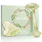 Jade Roller, Answaily Jade Stone & Gua Sha Massage Kit, Face Roller for Eye Puffiness Treatment, Skin Tightening, Rejuvenate Face & Neck