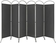 CASART 4/6 Panel Room Divider, Foldable Privacy Screen, Freestanding Partition Screens for Bedroom Living Room Office Garden (6 Panels: 331 x 188cm, Grey)