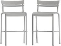 Flash Furniture Nash Commercial Grade Steel Stack Stool, Indoor-Outdoor Bar Stool with 2 Slat Back, Set of 2, Silver