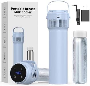 PURZOT Electric Portable Breast Milk Cooler, Battery Operation Breastmilk Chiller with LED Display, Stainless Steel Baby Bottles for Work & Travel, Pass-Through Charging Cooling for 24 Hours(Blue)
