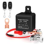 Joinfworld Remote Battery Disconnect Switch 12V 200A Car Kill Switch Anti-Theft Remote Control Switch with Two Remote Control Relay Fobs for Auto Truck Boat