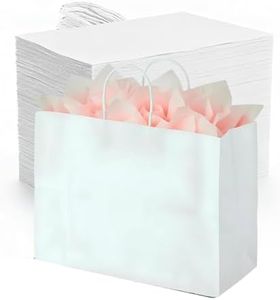 MT Products White Gift Bags 16" x 6" x 12" - Large Paper Bags with Handles - Pack of 250