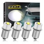 P13.5S LED Flashlight Bulb 3V Super Bright PR2 PR3 3W LED Emergency Work Headlamp Torch Flashlight Replacement Bulb 3.8V 4.5V 6V 9V 12V DC(Pack of 4,White)