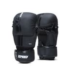 XPEED Striking MMA Gloves | Matt PU Grappling Glove for Martail Arts | Combat Sports | MMA | Training Gloves | Versatile Sports Gloves | Wrap Around Hook & Loop Closure (Black) (S/M)