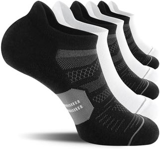 CS CELERSPORT 6 Pack Men's Running Ankle Socks with Cushion, Arch Suppport Athletic Low Cut Tab Socks, Black/White, Small