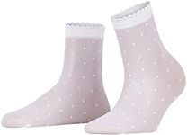 FALKE Women's Dot 15 Denier Dress Socks, Mid Calf, Patterned, Dressy or Casual, Fine Sheer Transparent, Nylon, White (White 2209), 5-7.5, 1 Pair