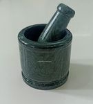 Jaipur Art Green marble mortar and pestle set stone grinder/khara/khalbatta/imam Dasta/ohkli musal/idi kallu/khal musal/spice grinder/okhli masher for kitchen or home (4 Inch, Green)